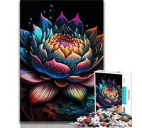 Adult Jigsaw Lotus Flower Art Jigsaw Puzzle 1000 Pieces for Teenagers,Challenging Game And Family Play Parent-child Interaction (26x38cm)