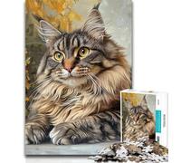 Adult Jigsaw Maine Coon 1000 Piece Jigsaw Puzzle for Adults And Teenagers,with Matching Poster And Trivia Sheet for Age 14 50x75cm