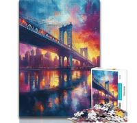 Adult Jigsaw Manhattan Bridge Adult Jigsaws 1000 Pieces Difficult,Toys Educational Games Stress Relieving Wishlist with Santa Claus (26x38cm)