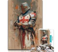 Adult Jigsaw Medieval Knights Jigsaws 1000 Pieces for Teenagers,Stress Reliever Difficult Challenge Enhance Love between Couples (26x38cm)