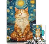 Adult Jigsaw Meditating Cat 1000 Piece Jigsaw Puzzle for Adults And Teenagers,Vibrant And Unique Design Relaxing & Challenging Puzzle Experience 26x38cm