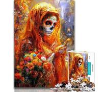 Adult Jigsaw Mexican Style Skull 1000 Piece Jigsaw Puzzles for Teenagers,Train Your Brain And Hands Birthday Present, Gifts 26x38cm