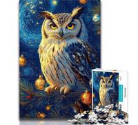 Adult Jigsaw Midnight Owl Jigsaw Puzzles 1000 Pieces for Adults Teens,with Fully Interlocking Randomly Shaped Pieces for And 14 Years Old 26x38cm