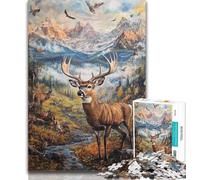 Adult Jigsaw Mountain Deer Jigsaw Puzzles 1000 Pieces for Adults Teens,Toys Educational Games Stress Relieving Artists Collection, Fine Art 50x75cm