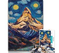 Adult Jigsaw Mountain Painting by Night sky 1000 Piece Jigsaw Puzzles for Teenagers,Train Your Brain And Hands Birthday Present, Gifts 50x75cm