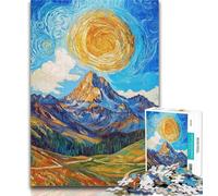 Adult Jigsaw Mountain Painting by Night sky 1000 Piece Jigsaw Puzzles for Teenagers,Train Your Brain And Hands Birthday Present, Gifts 50x75cm