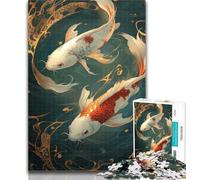 Adult Jigsaw Mysterious Koi 1000 Piece Jigsaw Puzzles for Adults,Interesting Stress Reduction Parent-child Interaction 26x38cm