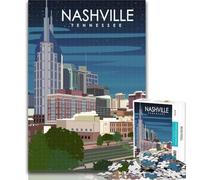 Adult Jigsaw Nashville Tennessee Art Jigsaw Puzzle 1000 Pieces for Teenagers,Stress Reliever Difficult Challenge Unique Home Decor And Gifts 26x38cm