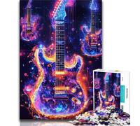 Adult Jigsaw Neon Guitar Adult Jigsaws 1000 Pieces Difficult,Toys Educational Games Stress Relieving Wishlist with Santa Claus (50x75cm)