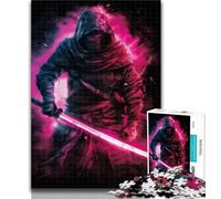 Adult Jigsaw Neon Samurai Warrior War 1000 Piece Jigsaw Puzzles for Teenagers Gifts,Educational Games Home Decoration Artists Collection, Fine Art 50x75cm