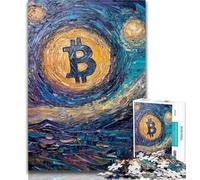 Adult Jigsaw Night Sky Bitcoin 1000 Piece Jigsaw Puzzles for Teenagers Gifts,Educational Games Home Decoration Artists Collection, Fine Art 50x75cm