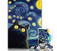 Adult Jigsaw Night Sky Black Cat 1000 Pieces Jigsaw Puzzles for Adults And Teens,Classic Educational Games Beautiful Decoration 26x38cm