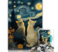Adult Jigsaw Night Sky Cat 1000 Piece Jigsaw Puzzles for Teenagers,Decompressing Intellectual Educational Toy Birthday Present, Gifts 50x75cm