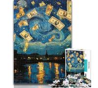 Adult Jigsaw Night Sky Dollar Bills 1000 Piece Jigsaw Puzzles for Adults Gifts,Educational Games Home Decoration Artists Collection, Fine Art 26x38cm