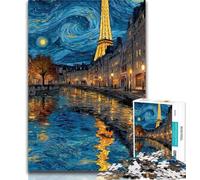 Adult Jigsaw Night Sky Eiffel Jigsaw Puzzles for Adults 1000,Family Game Stress Reliever Difficult Challenge Secret Santa Gifts 26x38cm