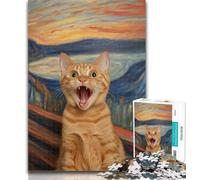 Adult Jigsaw Night Sky Shocked Cat 1000 Pieces Jigsaw Puzzles for Adults And Teens,Toy Intellectual Game Artists Collection, Fine Art 26x38cm