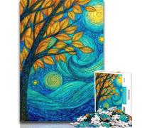 Adult Jigsaw Night Sky Tree Jigsaw Puzzles 1000 Pieces for Adults Teens,with Fully Interlocking Randomly Shaped Pieces for And 14 Years Old 26x38cm