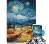 Adult Jigsaw Night Sky Wheat Field Jigsaw Puzzles 1000 Pieces for Adults Teens,with Fully Interlocking Randomly Shaped Pieces for And 14 Years Old 26x38cm