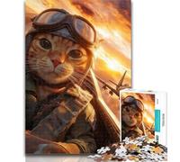 Adult Jigsaw Orange Cat Pilot 1000 Piece Jigsaw Puzzle for Adults Teens,Toys Educational Games Stress Relieving Great Gifts And Toys 26x38cm