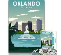Adult Jigsaw Orlando Florida Travel Art Jigsaws 1000 Pieces for Adults,with Fully Interlocking Randomly Shaped Pieces for And 14 Years Old 75x50cm