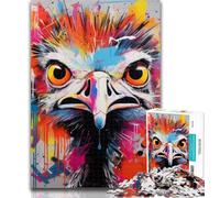 Adult Jigsaw Ostrich Graffiti 1000 Piece Jigsaw Puzzles for Adults Gifts,Toys Educational Games Stress Relieving Wishlist with Santa Claus 75x50cm
