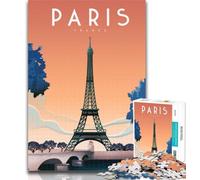 Adult Jigsaw Paris France Trave Poster Jigsaw Puzzle 1000 Pieces for Teenagers,Challenging Game And Family Play Parent-child Interaction 26x38cm