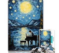 Adult Jigsaw Piano Under The Night Sky 1000 Piece Jigsaw Puzzle for Adults And Teenagers,for Educational Game Challenge Toy Artists Collection, Fine Art 50x75cm