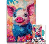 Adult Jigsaw Pig Baby Oil Painting 1000 Piece Jigsaw Puzzles for Teenagers,Decompressing Intellectual Educational Toy Birthday Present, Gifts 50x75cm