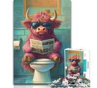Adult Jigsaw Pink Yak Go Toilet Jigsaw Puzzles for Adults 1000 Pieces,Vibrant And Unique Design Relaxing & Challenging Puzzle Experience 75x50cm