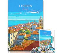Adult Jigsaw Portugal Lisbon Travel Jigsaw Puzzle 1000 Pieces for Teenagers,Challenging Game And Family Play Parent-child Interaction 26x38cm