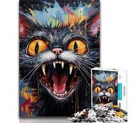 Adult Jigsaw Psychedelic Animal Cat 1000 Pieces Jigsaw Puzzles for Adults And Teens,Toy Intellectual Game Artists Collection, Fine Art (26x38cm)