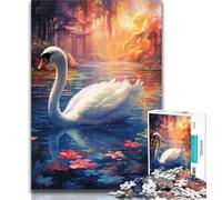 Adult Jigsaw Psychedelic Art Swan 1000 Pieces Jigsaw Puzzles for Adults And Teens,Challenging Game And Family Play Parent-child Interaction 26x38cm