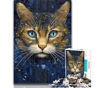 Adult Jigsaw Psychedelic Cat 1000 Piece Jigsaw Puzzle for Adults And Teenagers,for Educational Game Challenge Toy Artists Collection, Fine Art 50x75cm