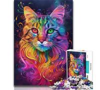 Adult Jigsaw Psychedelic Cat Jigsaw Puzzles for Teenagers 1000,Family Game Stress Reliever Difficult Challenge Secret Santa Gifts (26x38cm)