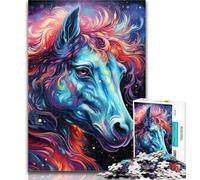 Adult Jigsaw Psychedelic Colored Horses 1000 Pieces Jigsaw Puzzles for Adults And Teens,Toy Intellectual Game Artists Collection, Fine Art 50x75cm