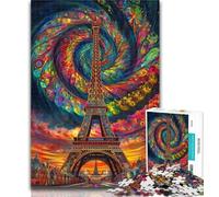 Adult Jigsaw Psychedelic Eiffel 1000 Pieces Jigsaw Puzzle For Adults Teens,for Age 14+ Impossible Game Best Gift for Adults And Teenagers 50x75cm