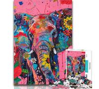 Adult Jigsaw Psychedelic Elephant 1000 Piece Jigsaw Puzzles for Teenagers,Train Your Brain And Hands Birthday Present, Gifts 26x38cm