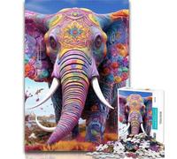 Adult Jigsaw Psychedelic Elephant Jigsaw Puzzles for Teenagers 1000 Piece,Educational Game for Birthday, Chrismas for And 14 Years Old 26x38cm