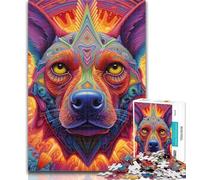 Adult Jigsaw Psychedelic German Shepherd Jigsaw Puzzles for Teenagers 1000 Piece,Educational Game for Birthday, Chrismas for And 14 Years Old 26x38cm