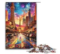 Adult Jigsaw Psychedelic Las Vegas Strip at Night 1000 Piece Puzzle Paper Puzzle for Adults & Kids Age 12 Up Educational Toy 1000 PCS(38x26cm)