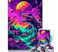 Adult Jigsaw Psychedelic Tyrannosaurus Rex Adult Jigsaws 1000 Pieces Difficult,Toys Educational Games Stress Relieving Wishlist with Santa Claus (26x38cm)