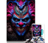 Adult Jigsaw Psycho Clown Jigsaws 1000 Pieces for Adults,with Fully Interlocking Randomly Shaped Pieces for And 14 Years Old (26x38cm)