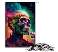 Adult Jigsaw Psycho Skull 1000 Piece Puzzle Wooden Puzzle for Adults & Kids Age 12 Up Educational Toy 1000 PCS
