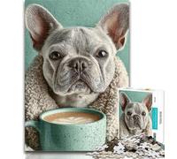Adult Jigsaw Pug Drinking Coffee 1000 Pieces Jigsaw Puzzle for Adults& Teens,Toys Educational Games Stress Relieving Unique Home Decor And Gifts 26x38cm