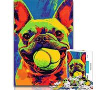 Adult Jigsaw Pug Playing Tennis Jigsaw Puzzles for Teenagers 1000 Piece,Educational Game for Birthday, Chrismas for And 14 Years Old 26x38cm