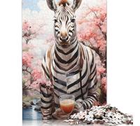 Adult Jigsaw Puzzle 1000 Artistic Zebra Puzzle Jigsaws for Adults Educational Game Challenge Toy 1000pcs (38x26cm)