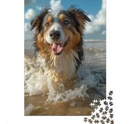 Adult Jigsaw Puzzle 1000 Australian Shepherd Puzzle Jigsaws for Adults Educational Game Challenge Toy 1000pcs (38x26cm)