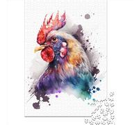 Adult Jigsaw Puzzle 1000 Chicken Watercolor Puzzle Jigsaws for Adults Educational Game Challenge Toy 1000pcs (38x26cm)