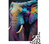 Adult Jigsaw Puzzle 1000 Colorful Elephant Animal Puzzle Jigsaws for Adults Educational Game Challenge Toy 1000pcs (38x26cm)