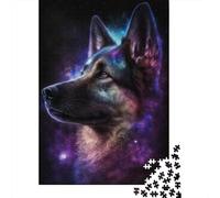 Adult Jigsaw Puzzle 1000 Colourful Galaxy German Shepherd Puzzle Jigsaws for Adults Educational Game Challenge Toy 1000pcs (38x26cm)